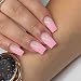 RikView Pink Press on Nails Medium Fake Nails French Stick on Nails Glossy Coffin Nails for Women 24 PCs/Set - Image 2