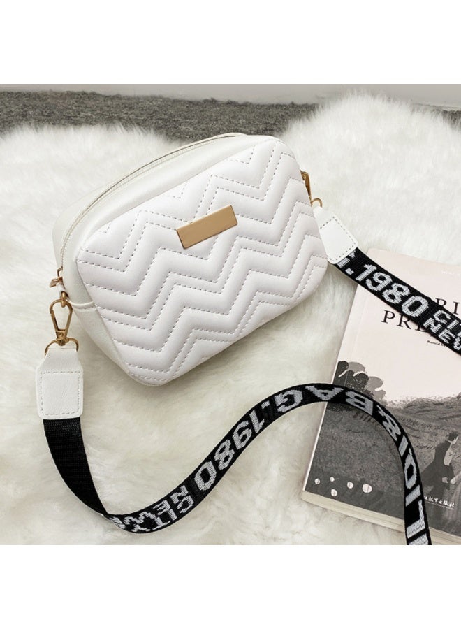 Fashion Solid Color Shoulder Bag with Adjustable Strap, Crossbody Bag for Women, PU  Leather Woven Bag Purse Female Designer Bags Handbags Women Bags (White)  - Image 1