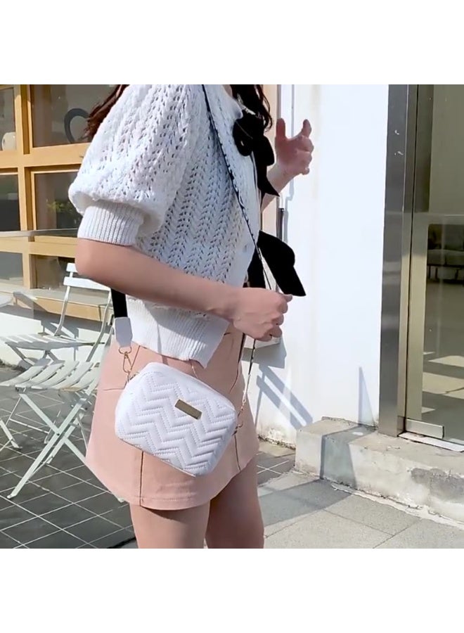 Fashion Solid Color Shoulder Bag with Adjustable Strap, Crossbody Bag for Women, PU  Leather Woven Bag Purse Female Designer Bags Handbags Women Bags (White)  - Image 2