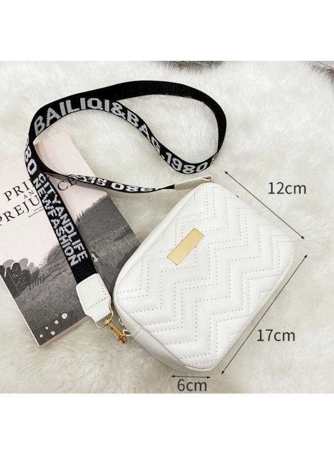 Fashion Solid Color Shoulder Bag with Adjustable Strap, Crossbody Bag for Women, PU  Leather Woven Bag Purse Female Designer Bags Handbags Women Bags (White)  - Image 3