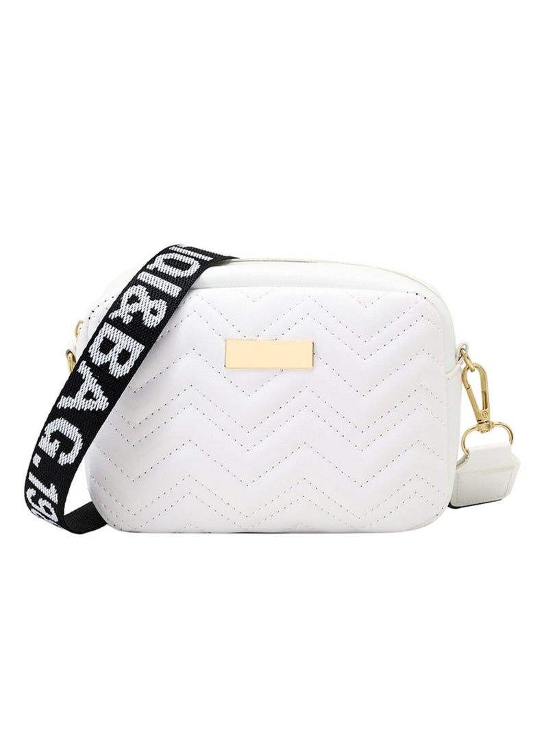 Fashion Solid Color Shoulder Bag with Adjustable Strap, Crossbody Bag for Women, PU  Leather Woven Bag Purse Female Designer Bags Handbags Women Bags (White)  - Image 5