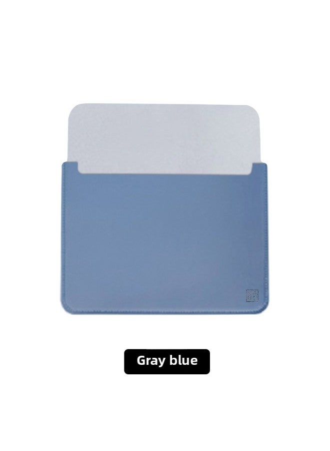 Laptop Bag Pu Niche 14-inch Liner Bag Waterproof Lightweight Macbookpro Protective Case Logo-Color:Gray And Blue-Applicable Model:Size: 14 Inches - Image 1