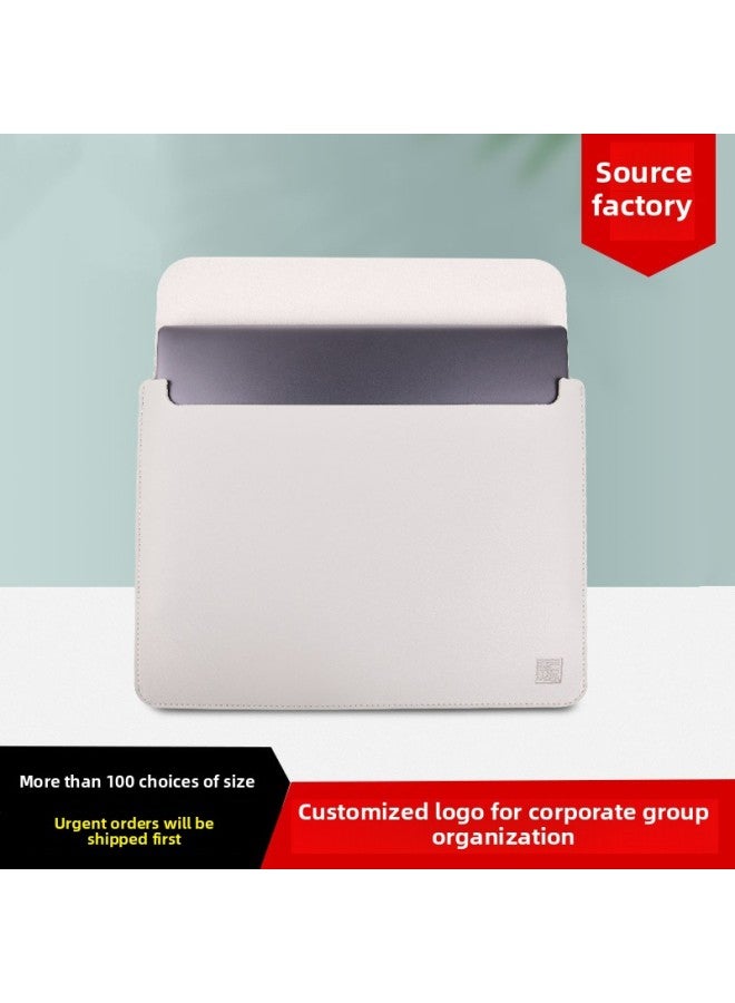 Laptop Bag Pu Niche 14-inch Liner Bag Waterproof Lightweight Macbookpro Protective Case Logo-Color:Gray And Blue-Applicable Model:Size: 14 Inches - Image 2