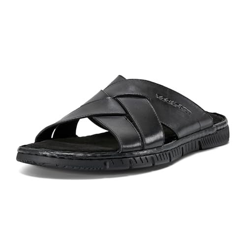 Rockport Men's Jaya Slide Sandal, Black Leather, 9.5 - Image 1