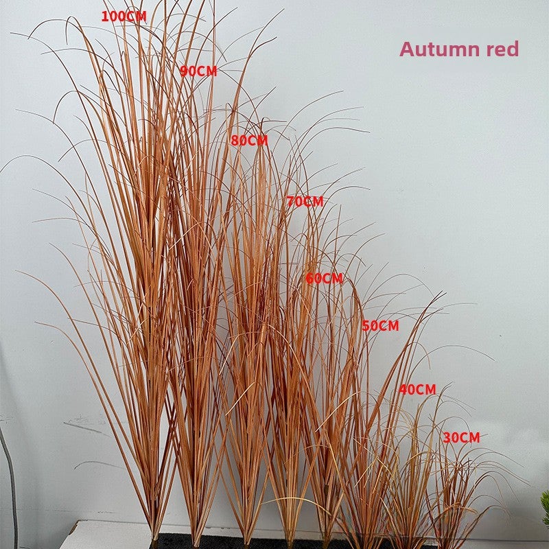 Generic Artificial Reed Onion Grass Home Yard Decor autumn red 