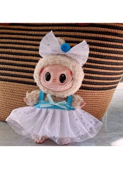 Generic 17cm Labubu Keychain Vinyl Doll Dress Clothing Blue starlight skirt + head flower(clothes only,excluding doll) 