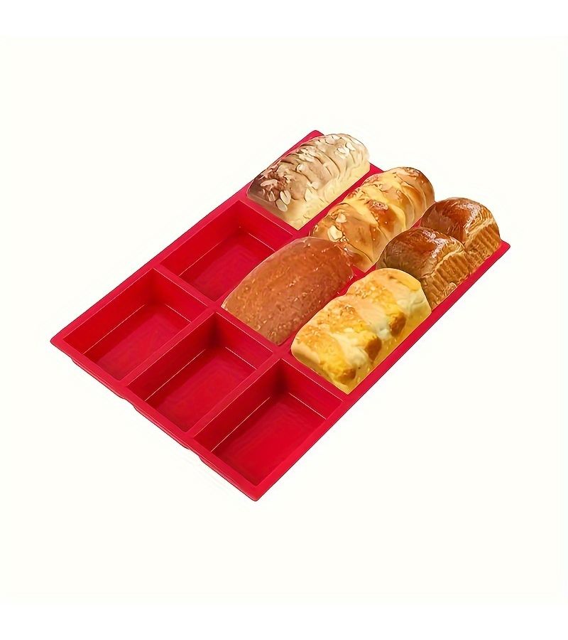 Red 9 Cavity Silicone Baking Mold For Mini Loaf Cakes And Cupcakes - Image 3