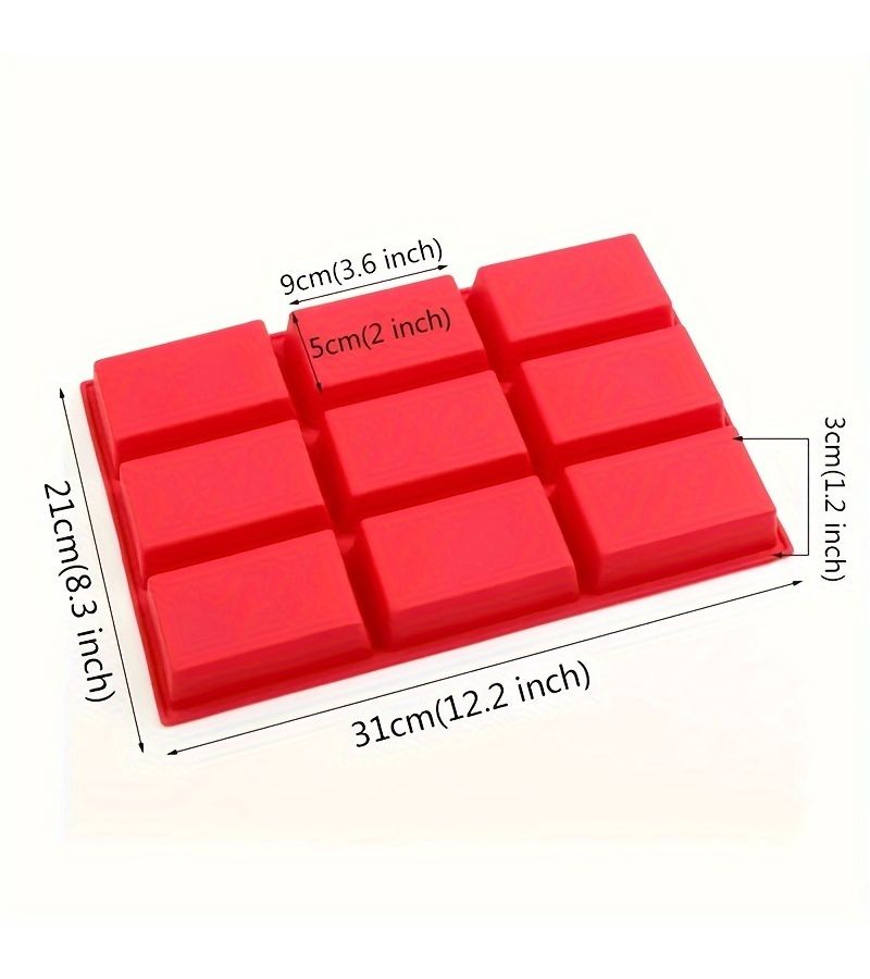 Red 9 Cavity Silicone Baking Mold For Mini Loaf Cakes And Cupcakes - Image 4