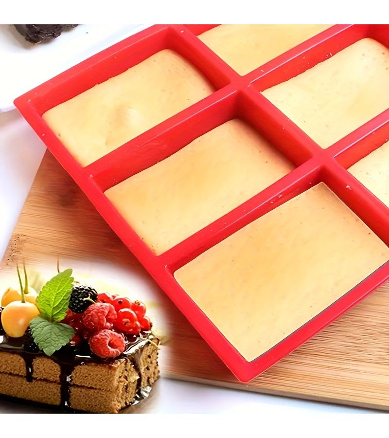Red 9 Cavity Silicone Baking Mold For Mini Loaf Cakes And Cupcakes - Image 2