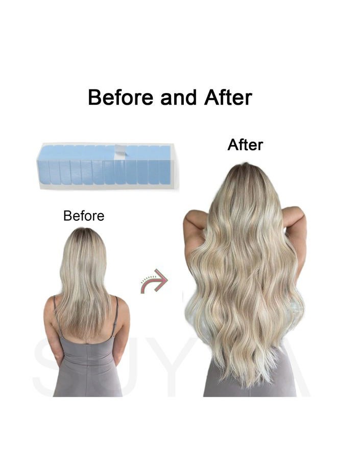 SUYYA 120 Pieces Hair Extension Tape Tabs Double Sided Extension Tapes for Replacement 4cm x0.8cm (Blue 120 Pieces) - Image 5