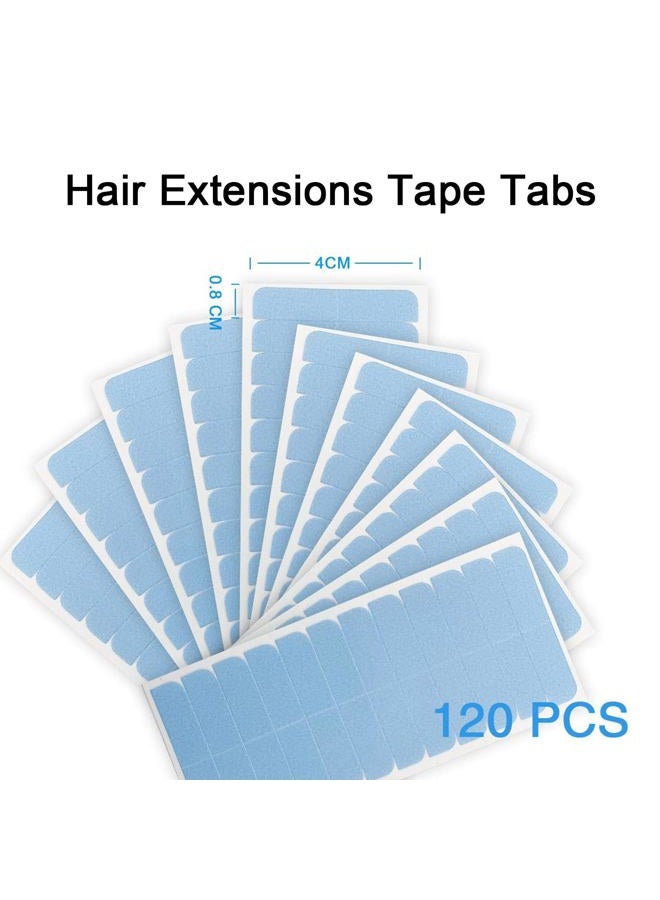 SUYYA 120 Pieces Hair Extension Tape Tabs Double Sided Extension Tapes for Replacement 4cm x0.8cm (Blue 120 Pieces) - Image 1