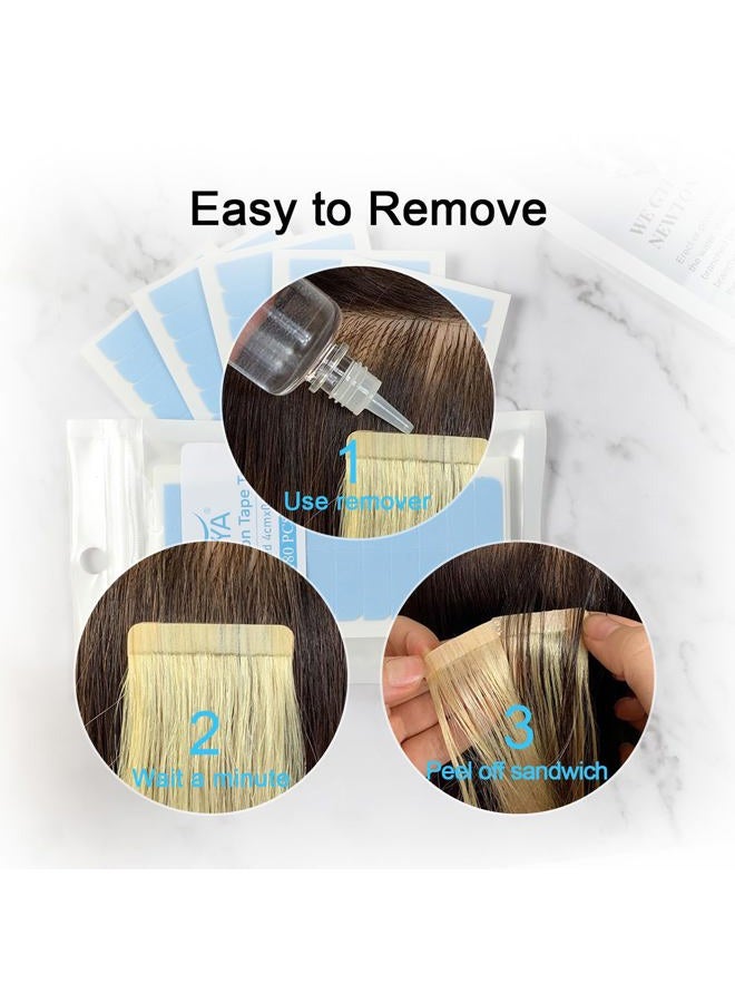 SUYYA 120 Pieces Hair Extension Tape Tabs Double Sided Extension Tapes for Replacement 4cm x0.8cm (Blue 120 Pieces) - Image 4