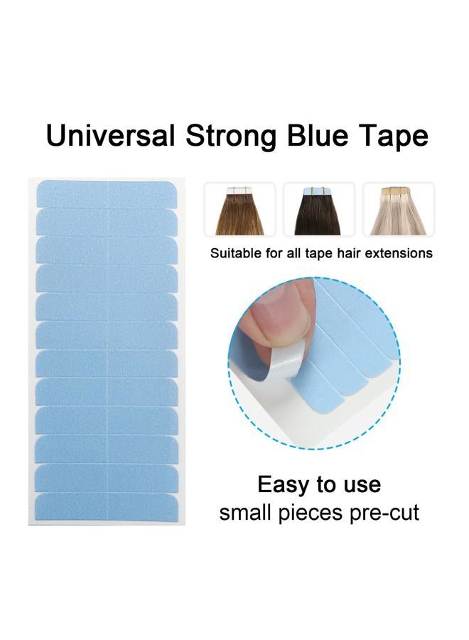 SUYYA 120 Pieces Hair Extension Tape Tabs Double Sided Extension Tapes for Replacement 4cm x0.8cm (Blue 120 Pieces) - Image 2