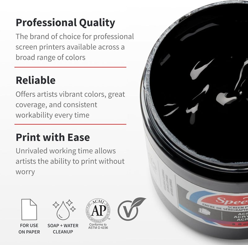 Speedball 8oz Black Acrylic Screen Printing Ink - Professional Quality for Artists - Image 2