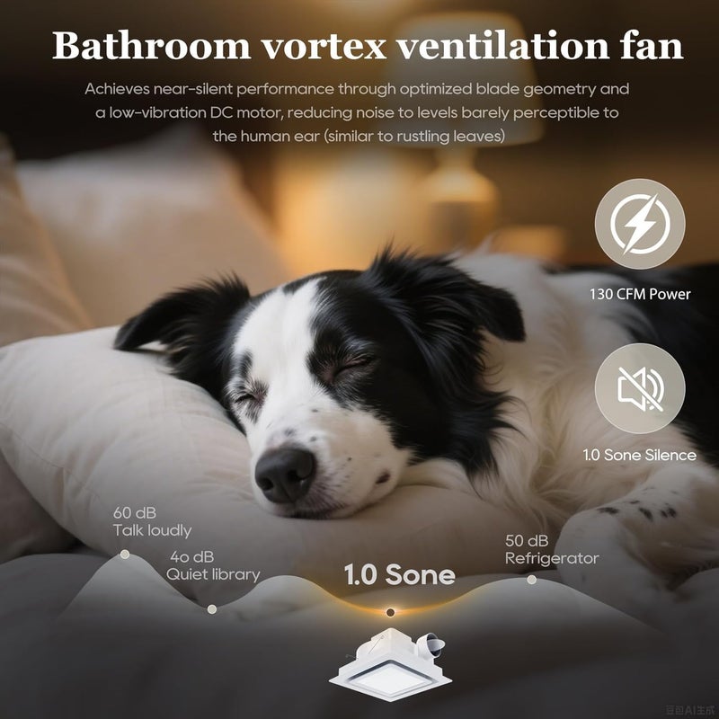 Orsong Bathroom Exhaust Fan 12" Panel Ultra Quiet without Light(10x10 Mount), 130CFM, 4" Duct for Bathroom/Garage/Home - Image 4