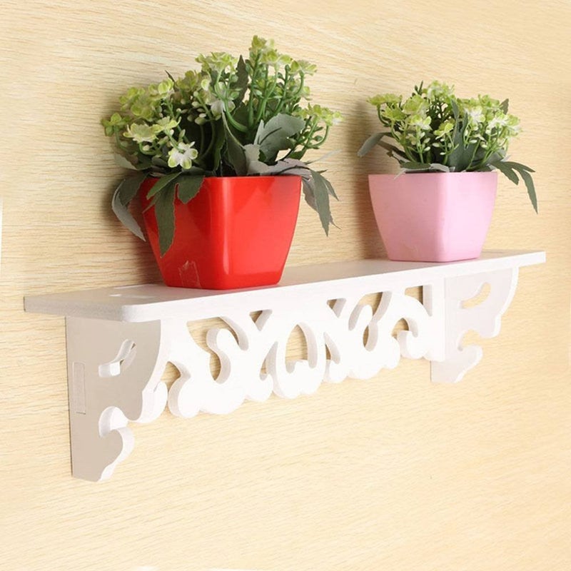 SS ARTS Wood Plastic Floating Display Wall Shelf 13 cm x 46 cm x 14 cm White - Image 1