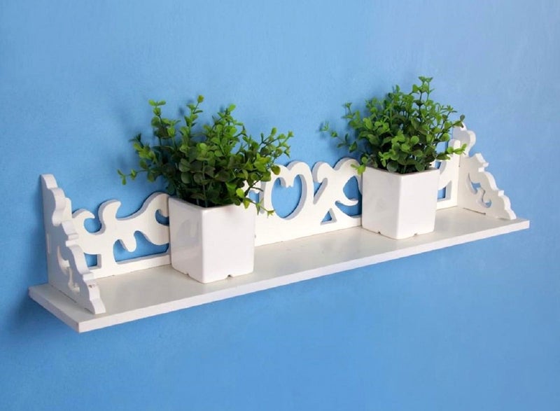 SS ARTS Wood Plastic Floating Display Wall Shelf 13 cm x 46 cm x 14 cm White - Image 3