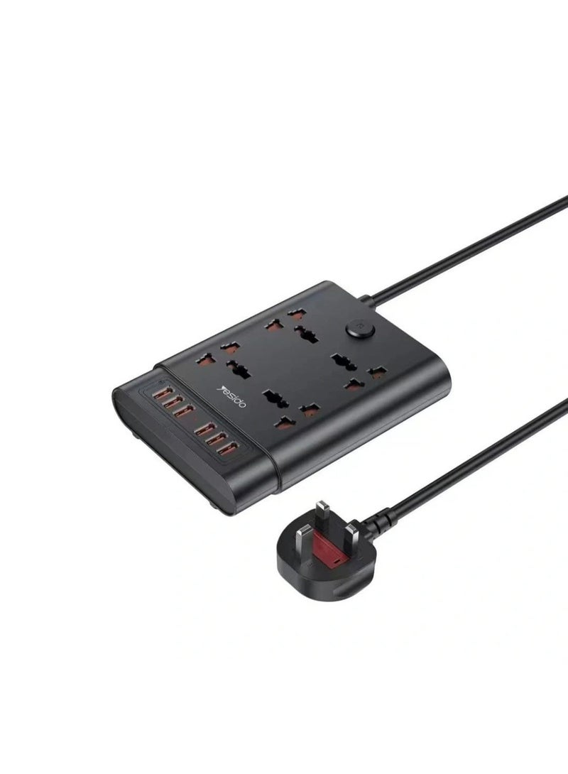 Yesido MC08 4 Ports + 6 USB Ports 2650W Multi-functional High Power Socket(EU Plug), UK/EU Plug, 4 Universal Ports Extending, 6usb Ports With Max 3.4amper, 2 meters long support - Image 3