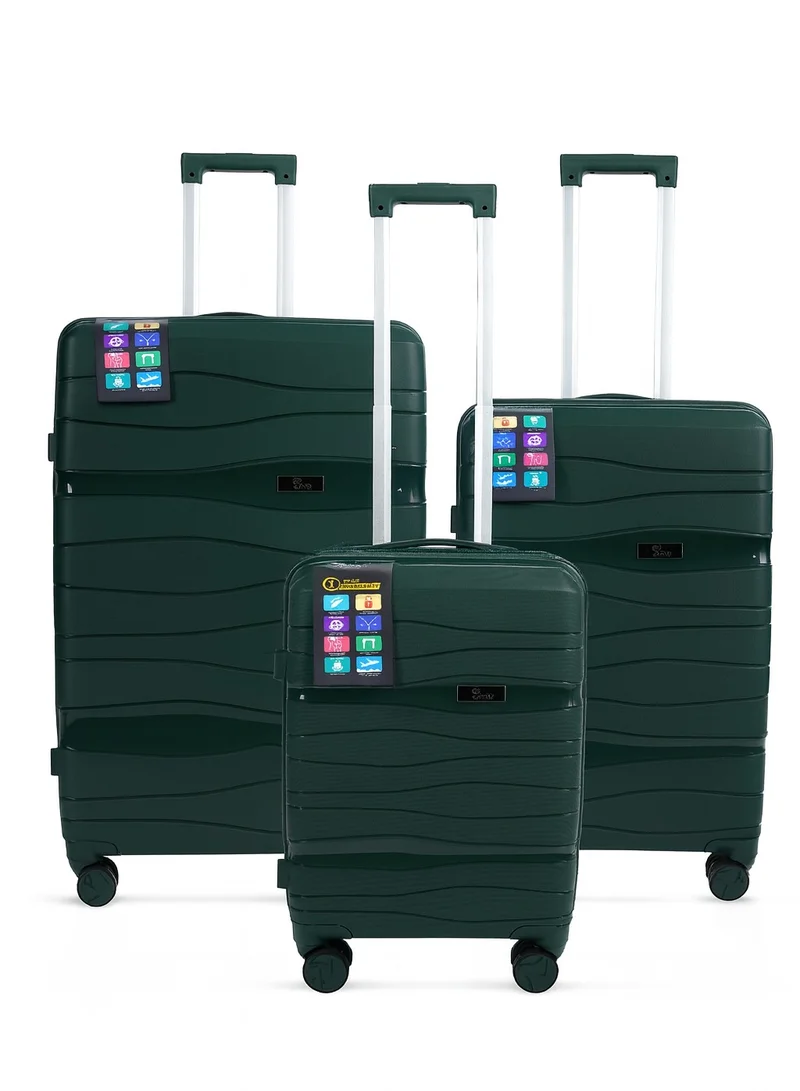 MNUK VIAJERO Set of 3 Luggage| Propylene Hardside Trolley|Double 360Â° 4 Wheeler| Cabin-20 Inch, Medium- 24 Inch, Large-28 Inch|Army Green