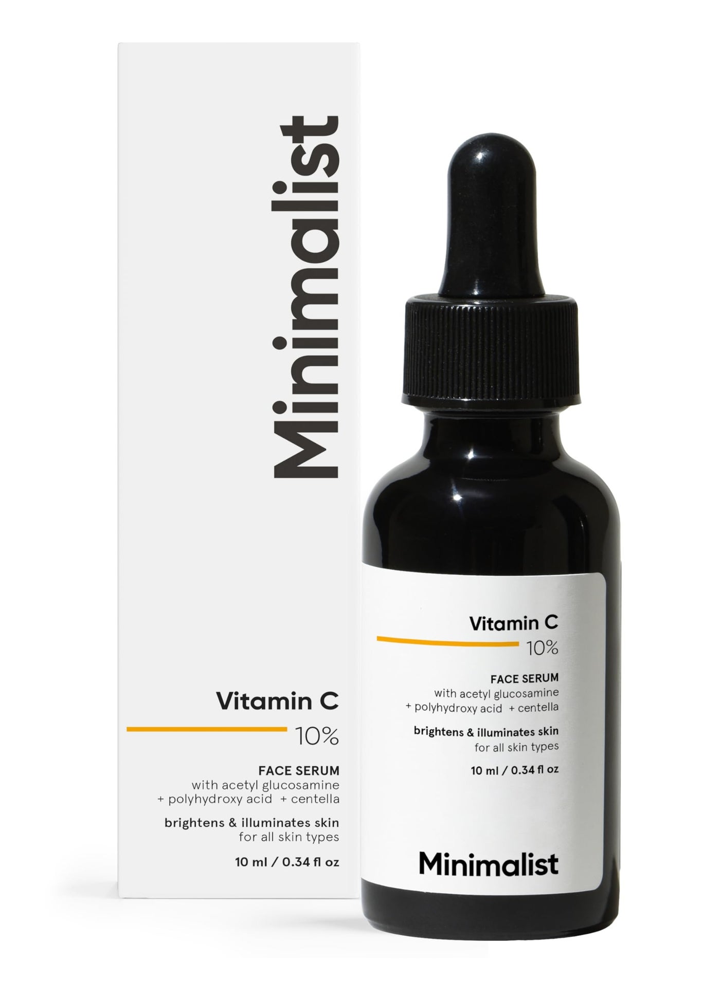 Minimalist 10% Vitamin C Face Serum for Glowing Skin (Formulated & Tested For Sensitive Skin) | Non Irritating | Non Sticky | Brightening Vit C Formula For Men and Women | 10 ml