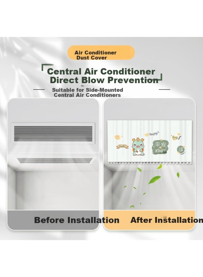 Purpavwinner Air Conditioner Wind Shield Curtain Anti-direct Blow Home Use Pregnant Women Maternity Baby Central Air Conditioner Windproof Dust Cover Cloth No Drilling 45*90cm Peace And Joy - Image 2