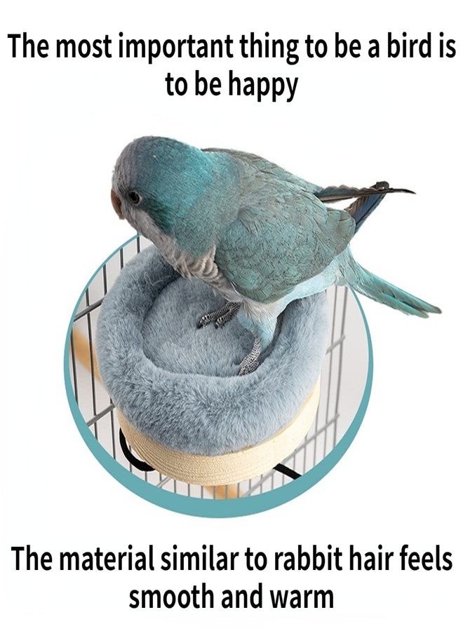 Barn Eleven Bird Perch Stand Platform with Warm Cotton Cushion, Wood Parrot Perch for Pet Parrot, Budgies, Parakeet, Cockatiels, Conure, Lovebirds, Rat, Mouse Cage (Large, Grey) - Image 3