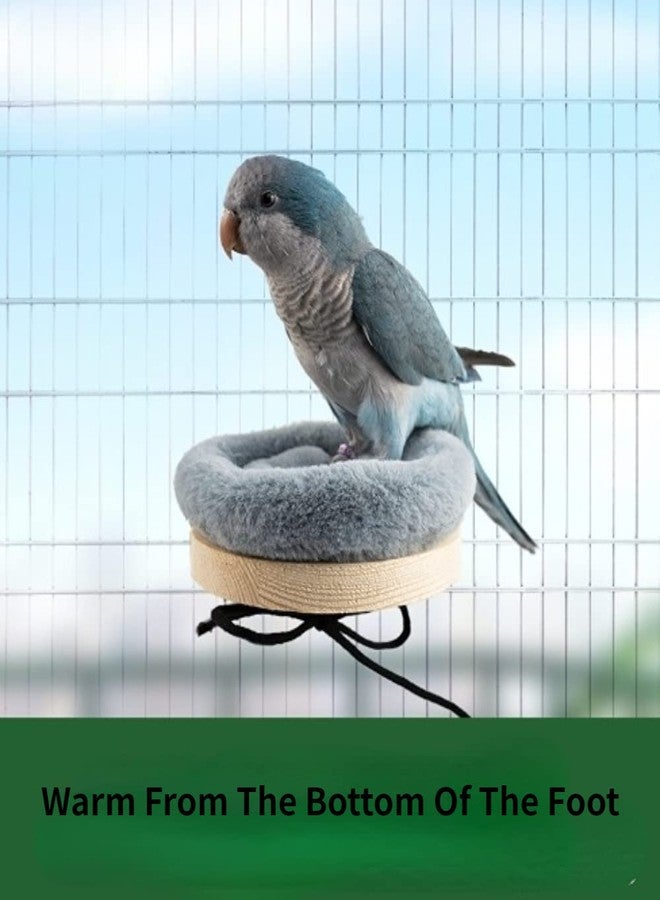 Barn Eleven Bird Perch Stand Platform with Warm Cotton Cushion, Wood Parrot Perch for Pet Parrot, Budgies, Parakeet, Cockatiels, Conure, Lovebirds, Rat, Mouse Cage (Large, Grey) - Image 4