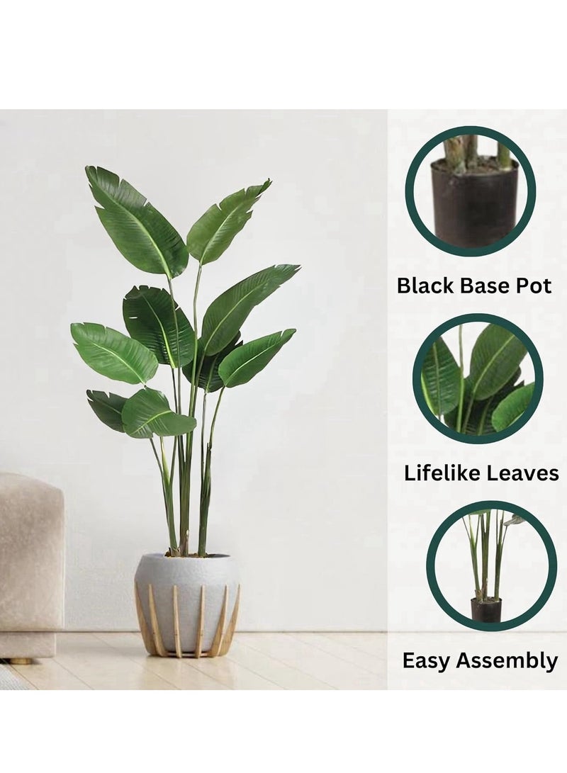 Artificial Bird of Paradise Plant, Green Leaves,Adjustment-Free Branches Artificial Tree for Indoor Outdoor Home Decor - Image 1