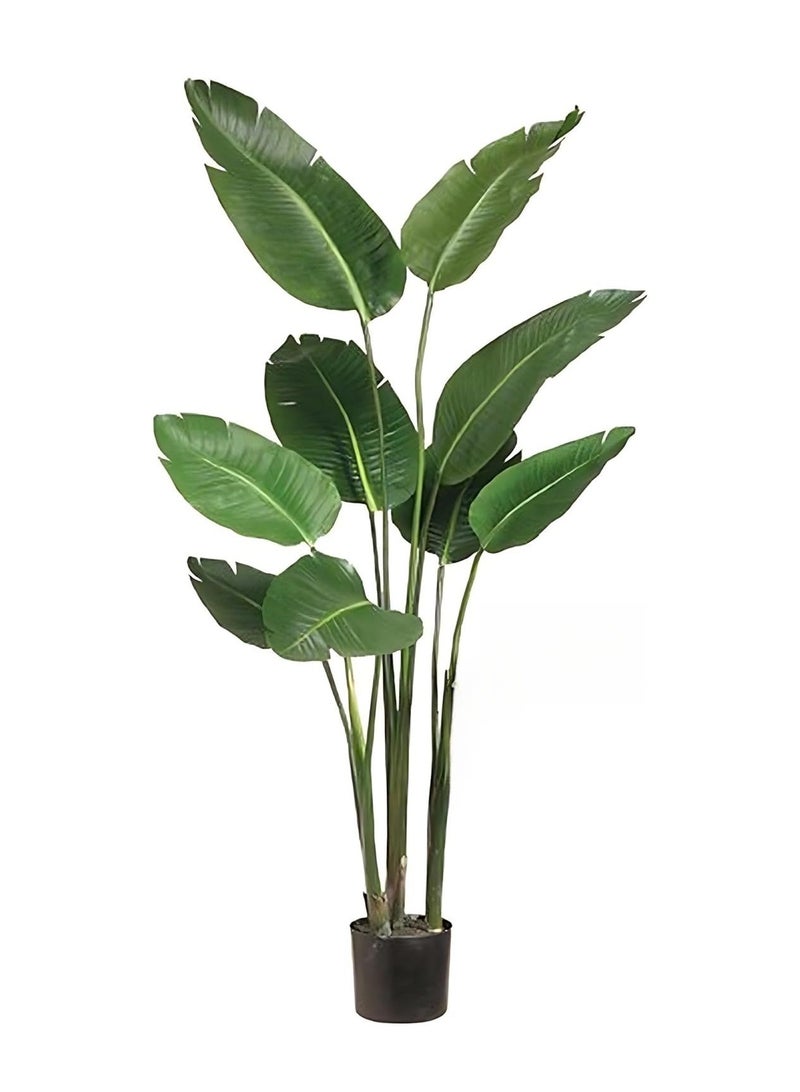Artificial Bird of Paradise Plant, Green Leaves,Adjustment-Free Branches Artificial Tree for Indoor Outdoor Home Decor - Image 2