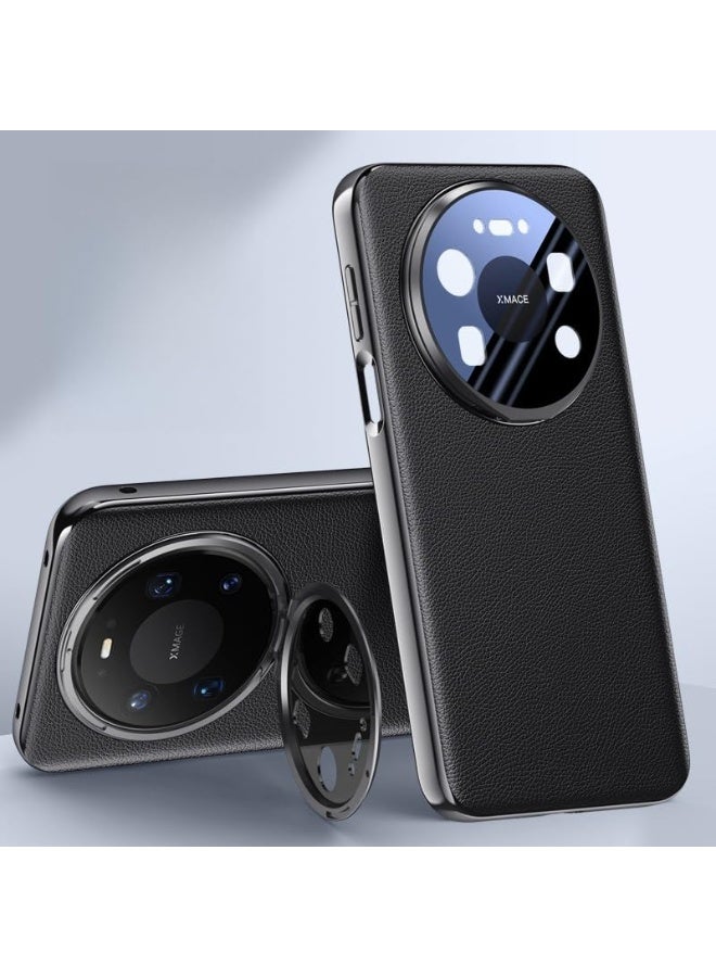 عام غطاء لهواوي ميت 80 برو ماكس، حافظة فاخرة من جلد PU مع حماية معدنية لعدسة الكاميرا وحامل قابل للطي، إطار مطلي مقاوم للبصمات وغطاء خلفي مقاوم للصدمات. - Image 1