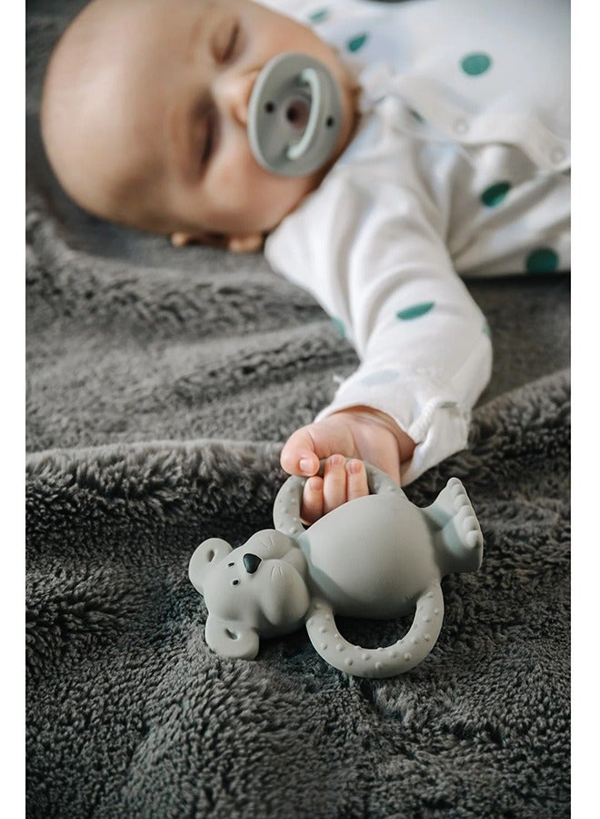 Pippeta The Pippeta Albert Bear Baby Teether is thoughtfully designed to comfort and engage babies during their early teething stages. Made from 100% natural rubber, it is soft, safe, and gentle on gums, making it suitable from birth. Its easy-to-hold design helps little hands grip comfortably, encouraging independent use. The sensory features support early developmental stimulation, making it more than just a teether. Finished with a hand-painted touch, it adds charm while remaining completely BPA-free and baby-safe. A simple, natural, and comforting companion for your baby’s teething journey. - Image 3