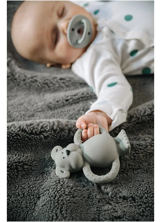 Pippeta Albert Bear Blue Natural Rubber Teether - 100% Natural Rubber For Soothing Babies And Infants Sore Gums - Easy To Hold And Supports Sense of Touch Development, From 0+ Months - Blue