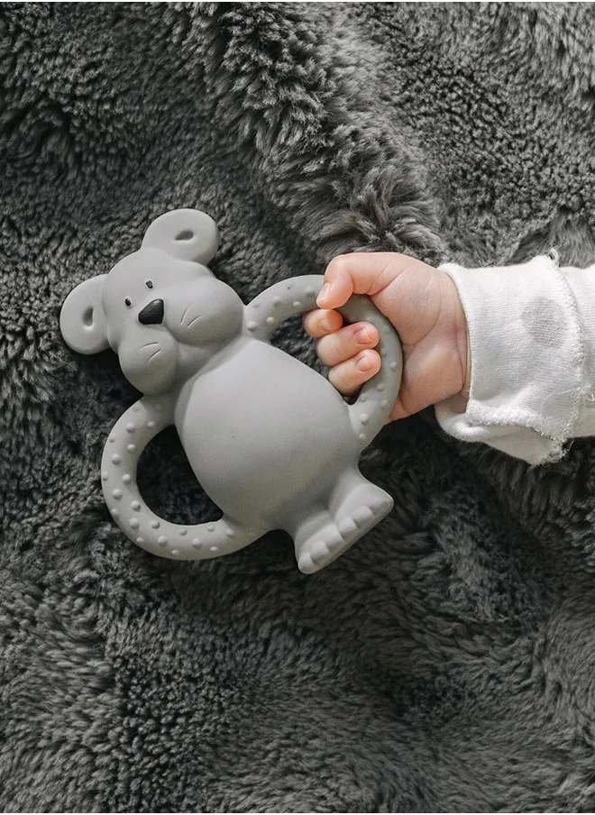 Pippeta Albert Bear Blue Natural Rubber Teether - 100% Natural Rubber For Soothing Babies And Infants Sore Gums - Easy To Hold And Supports Sense of Touch Development, From 0+ Months - Blue