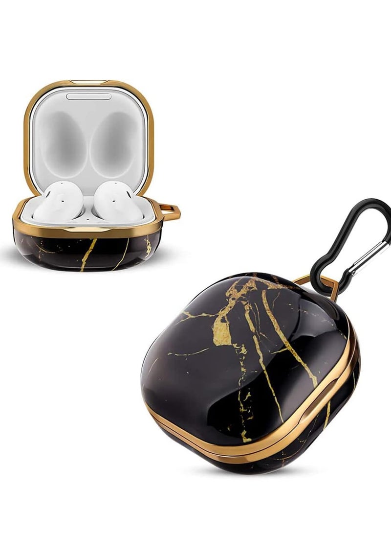 SYOSI Case with Keychain Full-Body Protective TPU Stylish Designed for Samsung Galaxy 2 Buds Pro Galaxy Live Resilient Shock Absorption Design Black Gold - Image 1