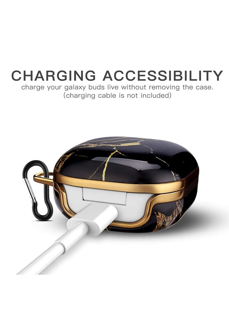 SYOSI Case with Keychain Full-Body Protective TPU Stylish Designed for Samsung Galaxy 2 Buds Pro Galaxy Live Resilient Shock Absorption Design Black Gold - Image 5