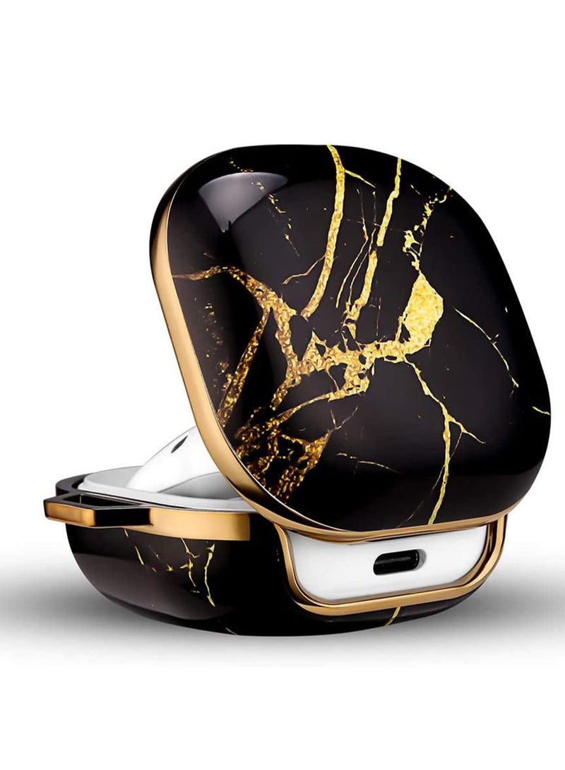 SYOSI Case with Keychain Full-Body Protective TPU Stylish Designed for Samsung Galaxy 2 Buds Pro Galaxy Live Resilient Shock Absorption Design Black Gold - Image 2