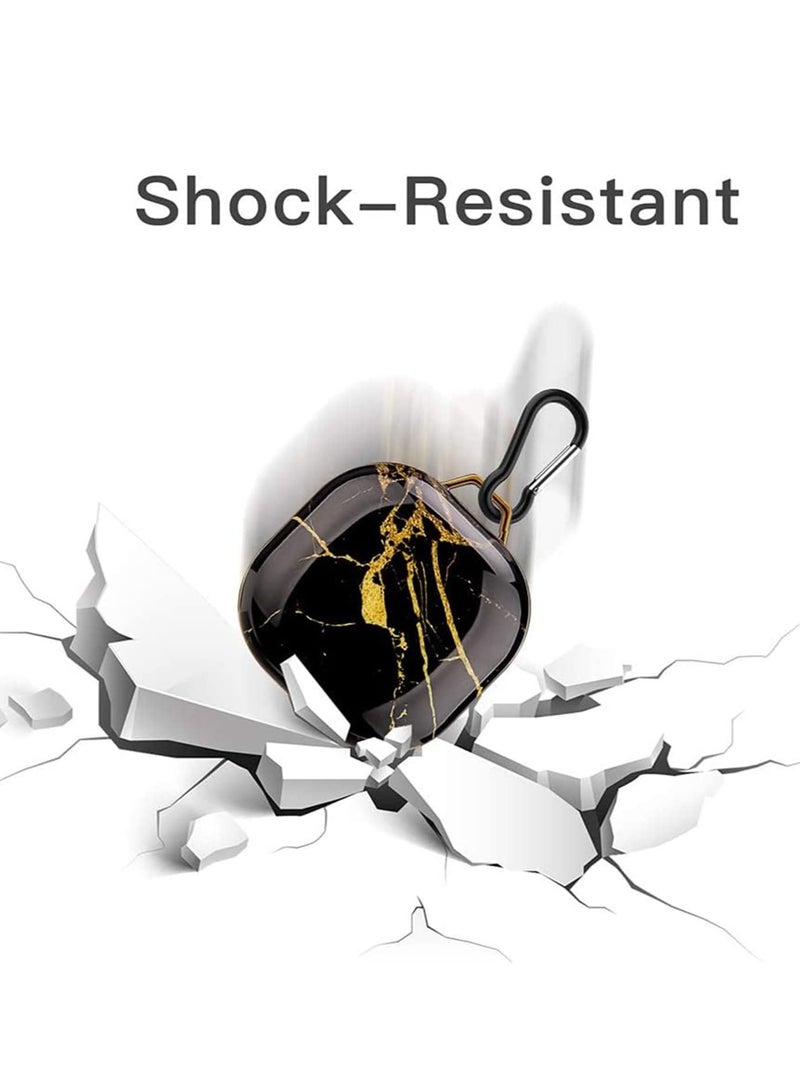 SYOSI Case with Keychain Full-Body Protective TPU Stylish Designed for Samsung Galaxy 2 Buds Pro Galaxy Live Resilient Shock Absorption Design Black Gold - Image 4