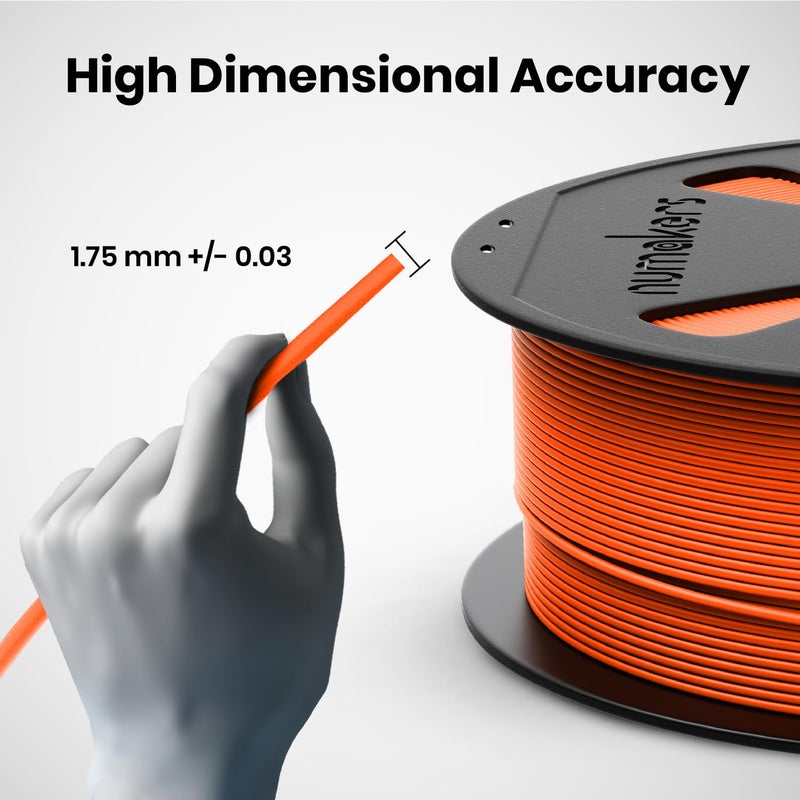 NUMAKERS PLA+ 3D Printer Filament, 1.75mm, Dimensional Accuracy +/- 0.03 mm, 1 kg Spool (2.2 lbs), Compatible with Most FDM Printers (Fluorescent Orange) - Image 4