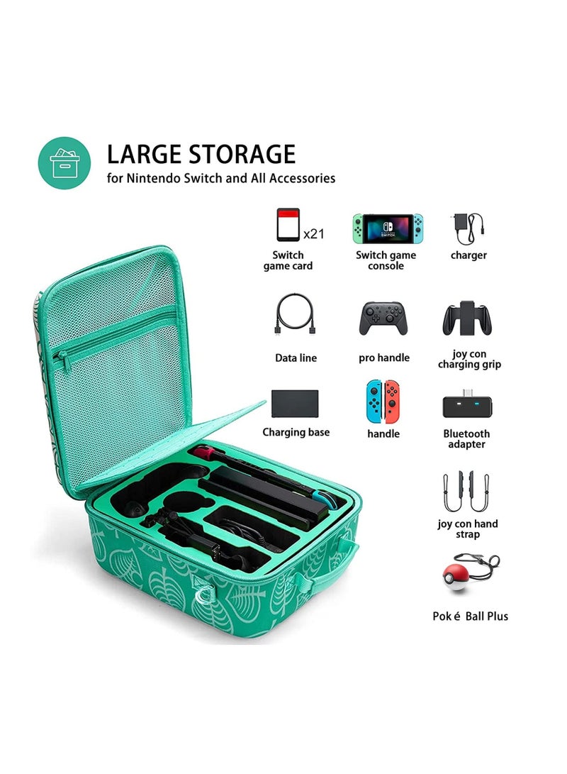Captaintech Deluxe Carrying Case for Nintendo Switch, Turquoise Storage Bag with Handle and Shoulder Strap for Switch System Console, Dock+ Pro Controller, for Joy Con grip, for Poke Ball Plus & Accessories - Image 2