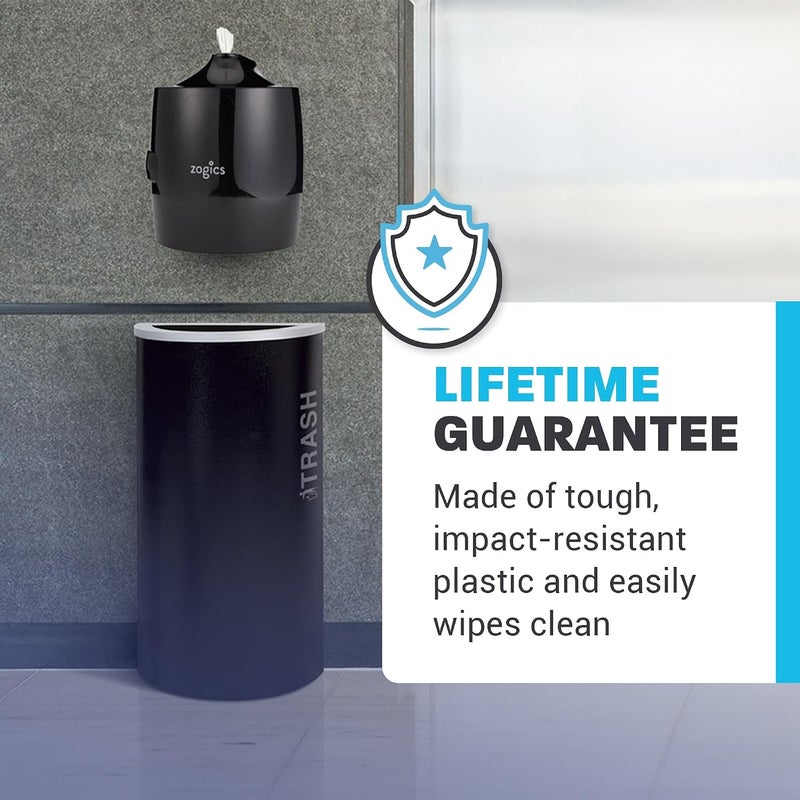 Zogics Gym Wipes Dispenser - Wall-Mounted, Upward Pull, Black Transparent Plastic - Image 4