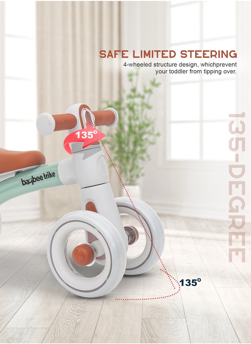 Kids Balance Bike Tricycles for Kids, 4 Wheels Toddlers Bike Ride on Toy with Widened EVA Wheels u0026 Led Light Indoor Outdoor Play Baby Balance Cycle for Kids 12 to 24 Months Boys Girls Green  - Image 4