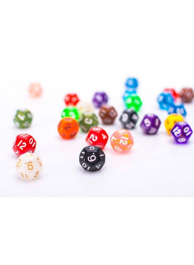 Easy Roller Dice Co. عبوة متنوعة من 25 قطعة من نرد 12 وجه ملون متنوع من نرد D12 متعدد الأوجه - Image 4