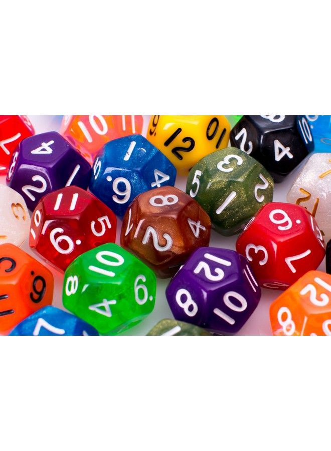 Easy Roller Dice Co. عبوة متنوعة من 25 قطعة من نرد 12 وجه ملون متنوع من نرد D12 متعدد الأوجه - Image 3