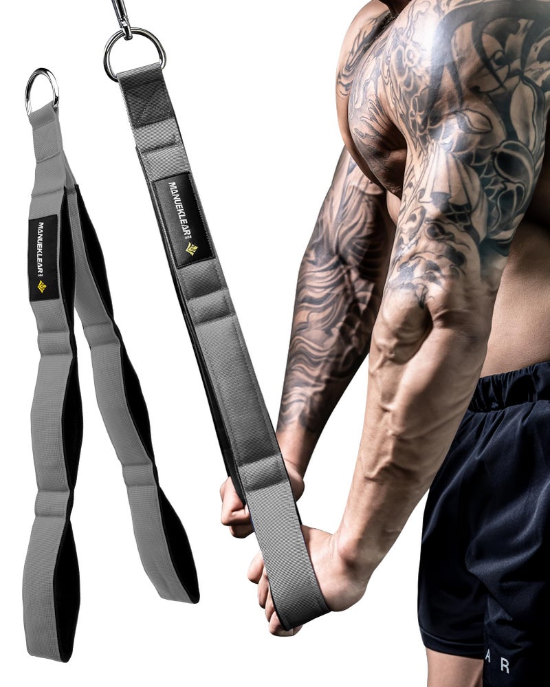 M MANUEKLEAR MANUEKLEAR Tricep Rope Cable Attachment Handles, Greater Range of Motion, Tricep Pull Down Rope for Push Downs, Crunches, Facepulls for Professional Gym (Grey) - Image 1