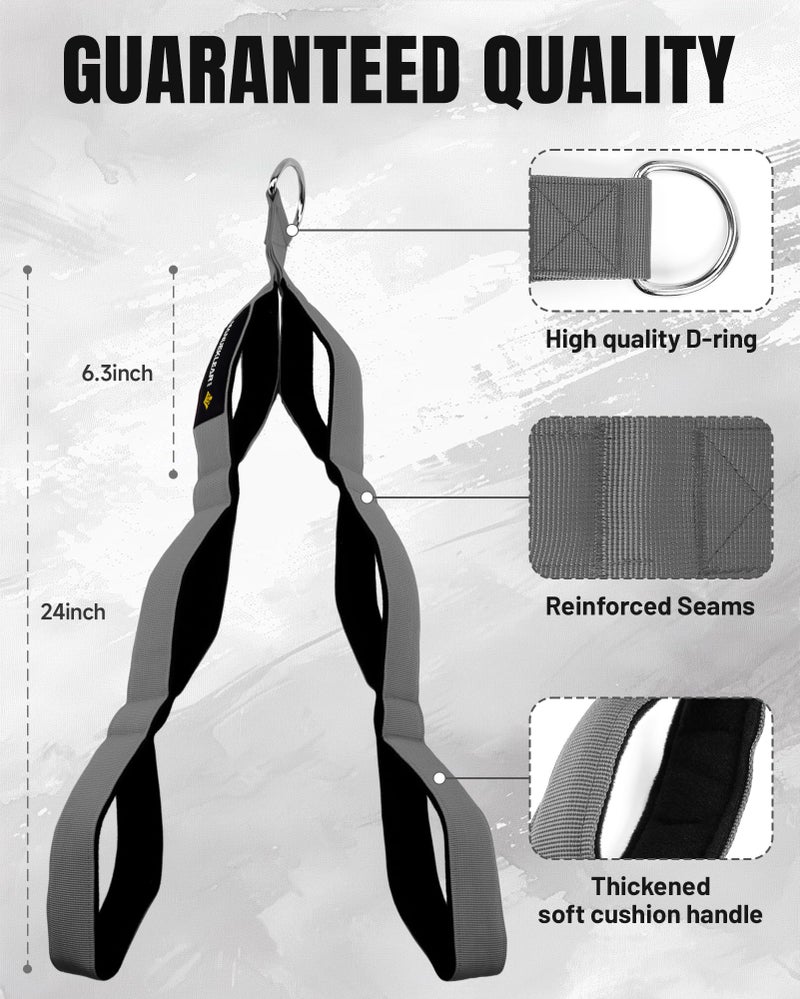 M MANUEKLEAR MANUEKLEAR Tricep Rope Cable Attachment Handles, Greater Range of Motion, Tricep Pull Down Rope for Push Downs, Crunches, Facepulls for Professional Gym (Grey) - Image 5