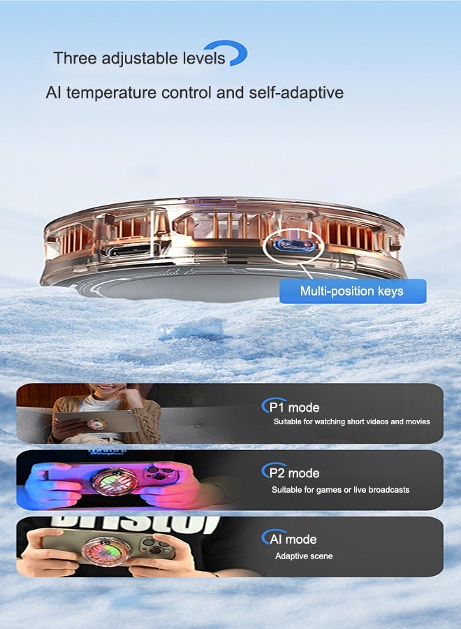 Mobile Phone Radiator, Suitable for Games, Magnetic Back Clip, Dual-purpose Mobile Phone Cooling Fan, Digital Display Three Gears, Mobile Phone Cooling Fan Low Noise, Suitable for Games, Suitable for General iPhone/Android Smartphones  - Image 5