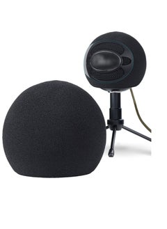 SYOSI Snowball Pop Filter  Microphone Windscreen Foam Cover Compatible with Blue Snowball iCE Mic Improve Audio Quality Black  - Image 1