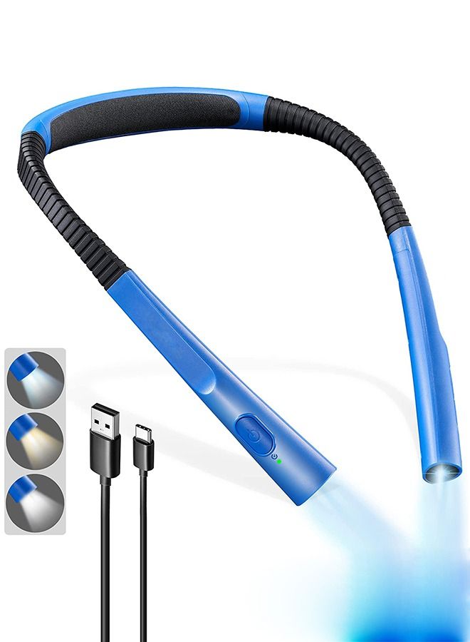 LED Neck Reading Light, Book Light for Reading in Bed, 3 Colors, 6 Brightness Levels, Bendable Arms, Rechargeable, Long Lasting, Perfect for Reading, Knitting, Camping, Repairing