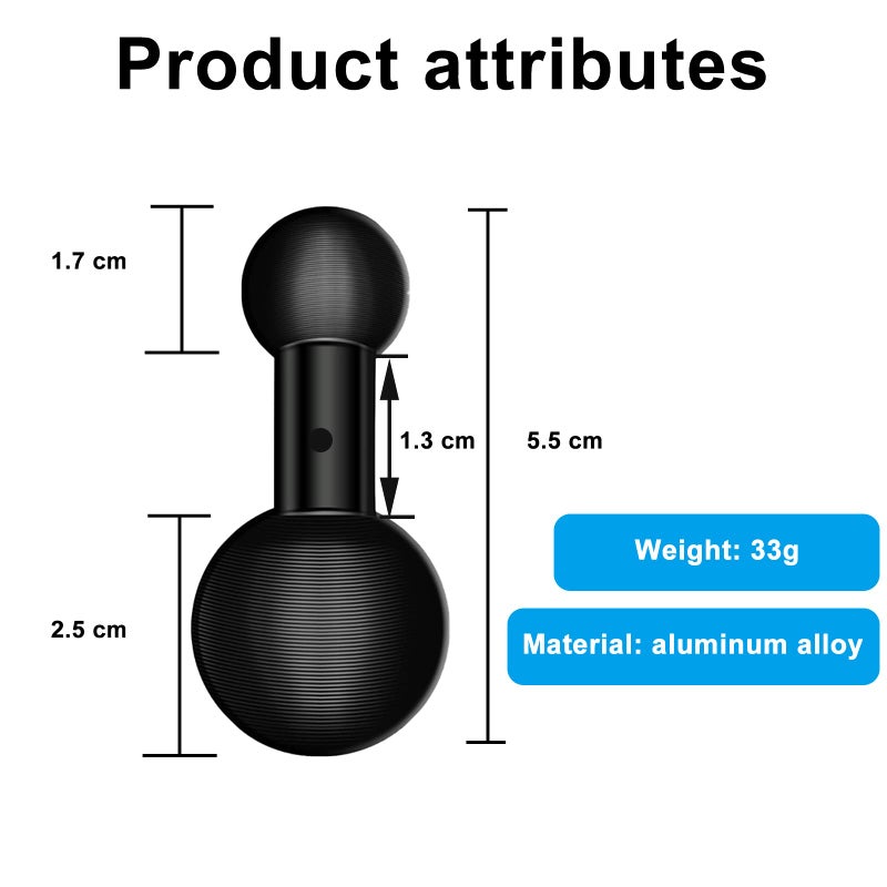 Sruim (17-25MM Ball Adapter) 25mm / 1 inch to 17mm Ball Adapter for RAM Mounts B Size Double Socket Arm, Garmin 17mm Swivel Ball Mounting Pattern GPS Mount - Image 2