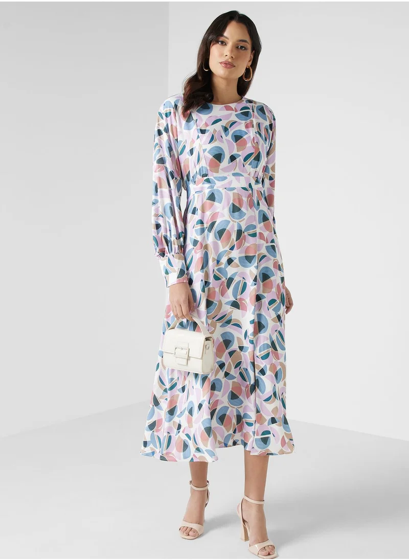 Closet London Printed Side Slit Dress